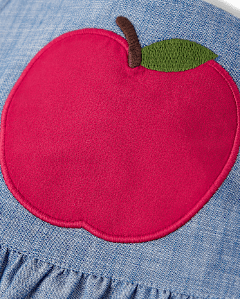 Jersey de cambray con manzanas bordadas para niñas - Classroom Cutie