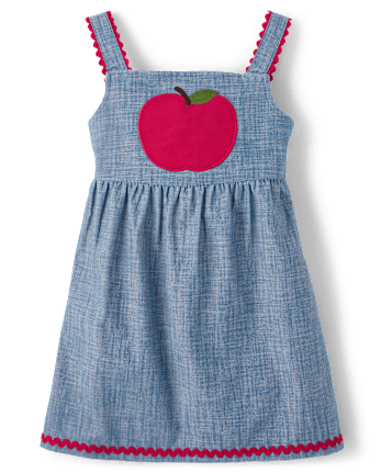 Jersey de cambray con manzanas bordadas para niñas - Classroom Cutie