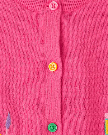 Girls Embroidered School Supplies Cardigan - Classroom Cutie