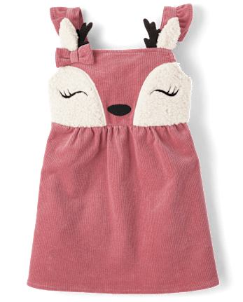Girls Embroidered Deer Corduroy Jumper - Country Charm