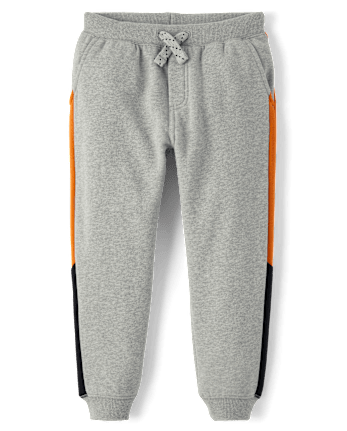 Boys Active Colorblock Fleece Jogger Pants Halloween GRAY Gymboree