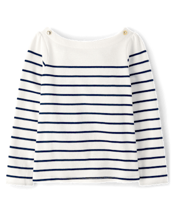 Girls Striped Boat Neck Top - Classroom Cutie