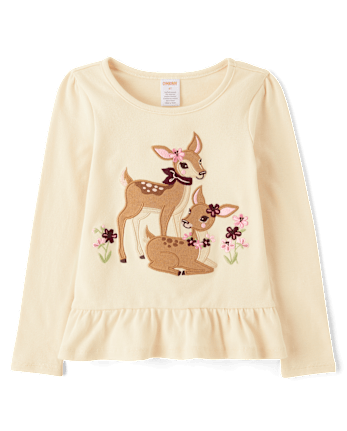Top Niña Bordado Ciervo Peplum - Country Charm