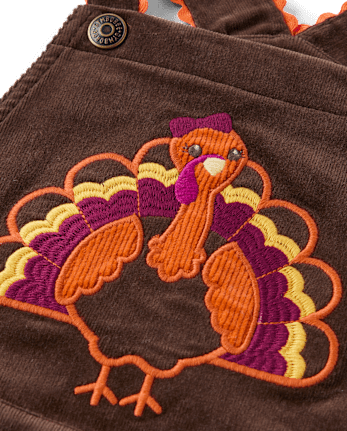 Girls Embroidered Turkey Ruffle Skirtall - Autumn Adventures