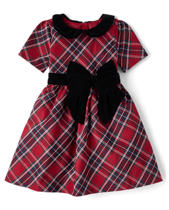 Girls Plaid Bow Fit And Flare Dress - All Dressed Up