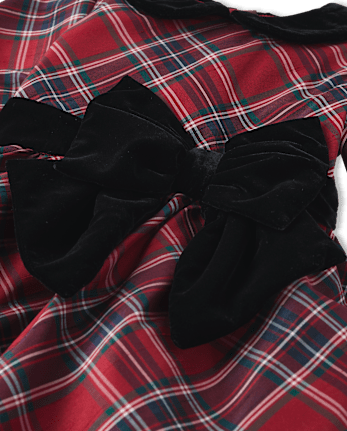 Girls Plaid Bow Fit And Flare Dress - All Dressed Up