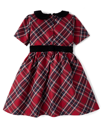 Girls Plaid Bow Fit And Flare Dress - All Dressed Up