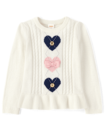 Fille Heart Argyle à basque Chandails - Classroom Cutie