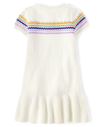 Girls Intarsia School Supplies Peplum Sweater Dress - Classroom Cutie