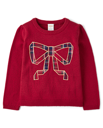 Girls Embroidered Bow Sweater - All Dressed Up