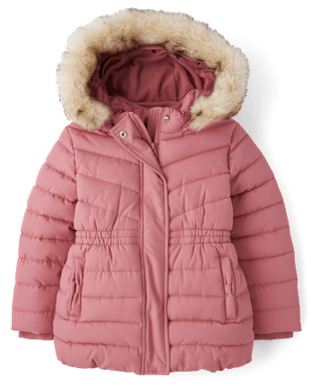 Girls Long Puffer Jacket - Little Essentials
