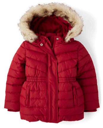 Girls Long Puffer Jacket - Little Essentials