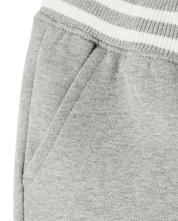 Boys Striped Cuff Fleece Jogger Pants - Little Essentials
