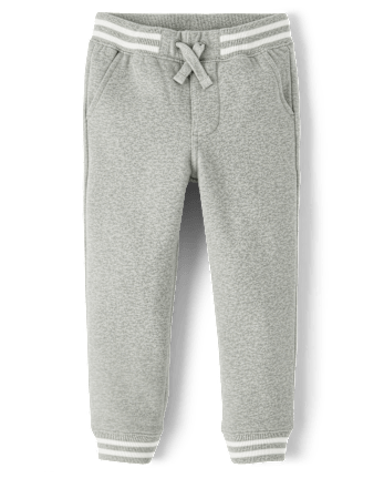 Boys Striped Cuff Fleece Jogger Pants - Little Essentials