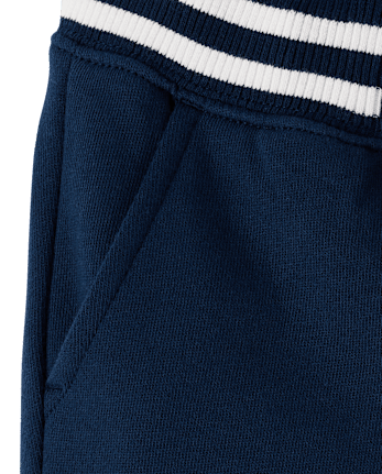 Boys Striped Cuff Fleece Jogger Pants - Little Essentials