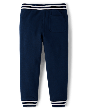Boys Striped Cuff Fleece Jogger Pants - Little Essentials