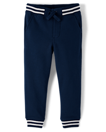 Boys Striped Cuff Fleece Jogger Pants - Little Essentials