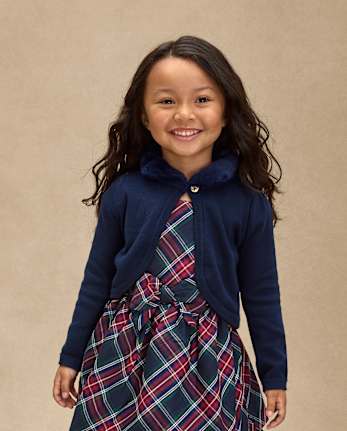 Girls Faux Fur Shrug - Royal Christmas