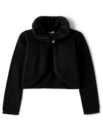 Girls Long Sleeve Faux Fur Knit Shrug All Dressed Up BLACK Gymboree