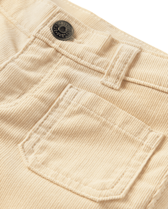 Girls Patch Pocket Stretch Corduroy Wide Leg Pants - Little Essentials