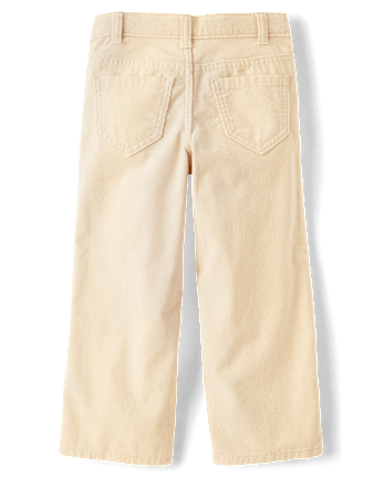 Girls Patch Pocket Stretch Corduroy Wide Leg Pants - Little Essentials