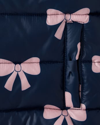 Girls Bow Quilted Puffer Jacket - Little Essentials