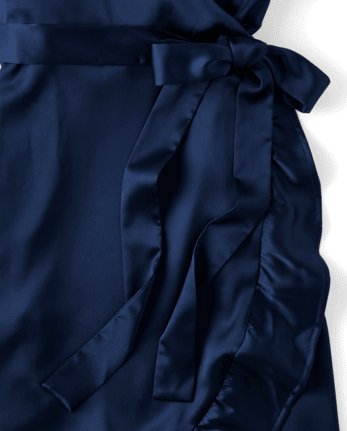 Womens Mommy And Me Ruffle Wrap Dress - Royal Christmas