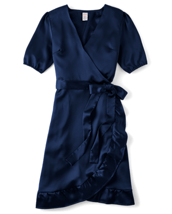 Womens Mommy And Me Ruffle Wrap Dress - Royal Christmas