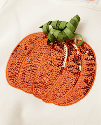 Girls Sequin Pumpkin Top - Autumn Adventures