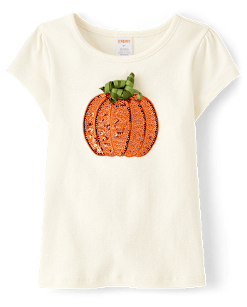 Girls Sequin Pumpkin Top - Autumn Adventures