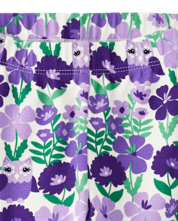 Girls Floral Owl Leggings - Classroom Cutie