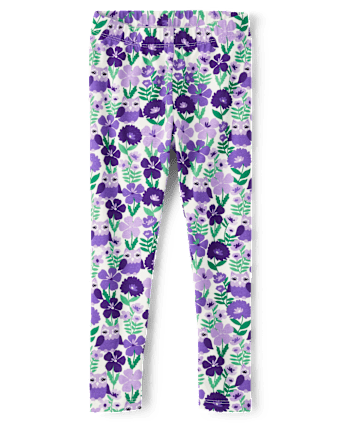 Girls Floral Owl Leggings Classroom Cutie White