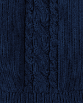 Girls Bow Cable Knit Sweater - Royal Christmas