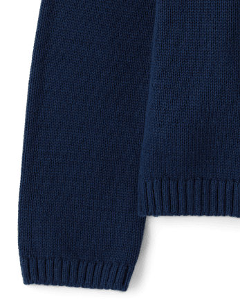 Girls Bow Cable Knit Sweater - Royal Christmas
