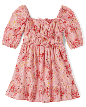 Fille Floral Boucle Ruffle Robes - Country breloque