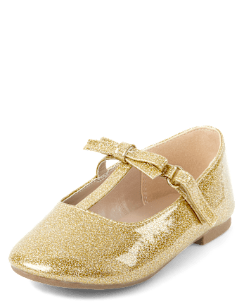 Girls Glitter T Strap Ballet Flats - All Dressed Up