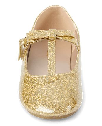 Girls Glitter T Strap Ballet Flats - All Dressed Up