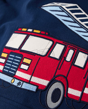 Boys Embroidered Fire Truck Top - Classroom Cutie