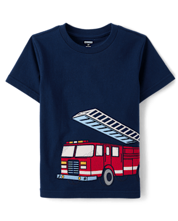 Boys Embroidered Fire Truck Top - Classroom Cutie