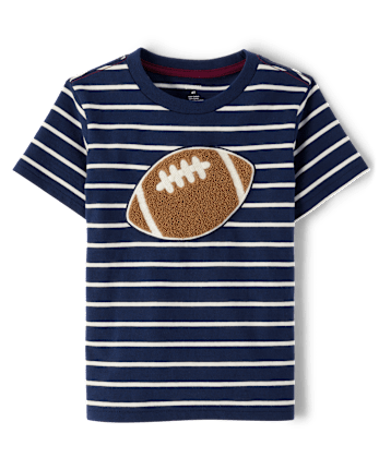 Haut de football brodé à rayures pour garçons - Classroom Cutie