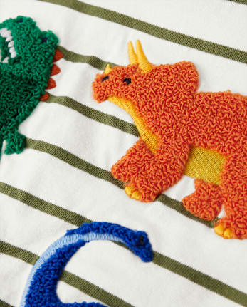 Top de dinosaurio bordado a rayas para niños - Classroom Cutie