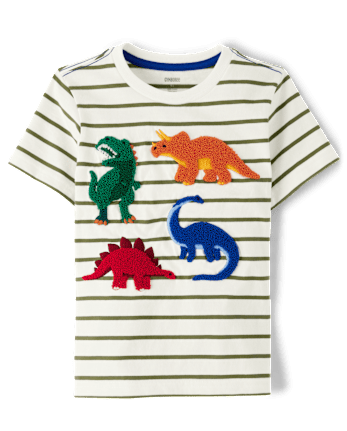 Top de dinosaurio bordado a rayas para niños - Classroom Cutie