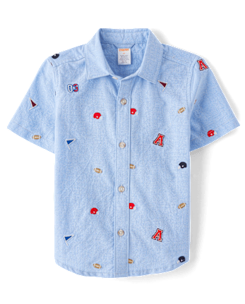 Camisa Oxford con botones y estilo universitario bordado para niños - Classroom Cutie