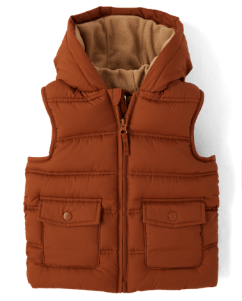 Boys Quilted Puffer Vest Little Essentials Brown