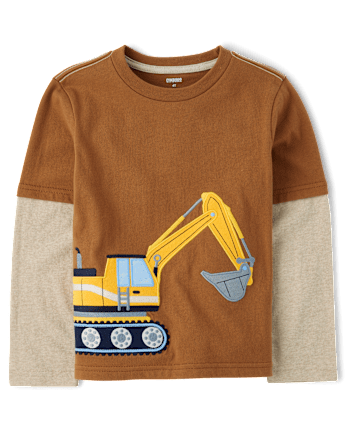 Boys Embroidered Construction Layered Top - Country Charm