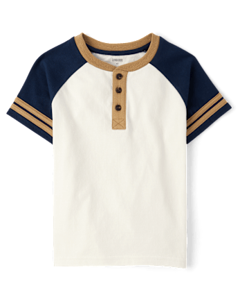 Haut Henley à contraste de couleurs pour garçons - Classroom Cutie