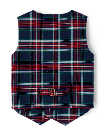 Boys Plaid Suit Vest - Royal Christmas