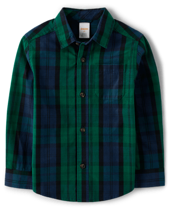 Boys Matching Family Plaid Poplin Button Up Shirt - All Dressed Up