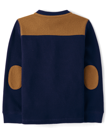 Boys Colorblock Thermal Henley Top - Little Essentials