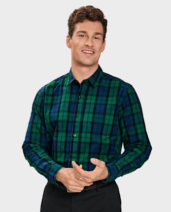 Mens Matching Family Plaid Poplin Button Up Shirt - All Dressed Up